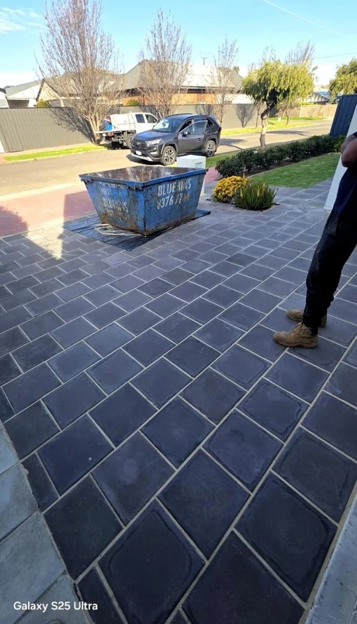 After: New Charcoal Pavers Driveway - Sealed & Shiny Finish - Adelaide